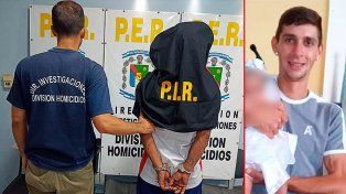 El momento en que Jonathan Lázaro Leonel Ibarrola, fue detenido por el crimen de Brian Gómez (a la derecha)