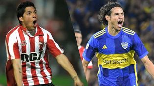 Enzo Pérez (Estudiantes) y Edison Cavani (Boca), dos de las grandes figuras que van en busca del pase a la final.