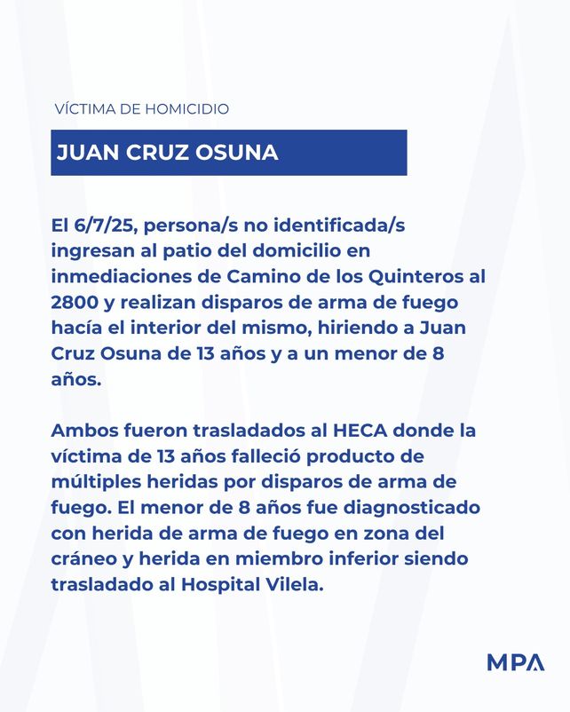 Ofrecen recompensa para dar con el asesino de un chico de 13 años en zona sur