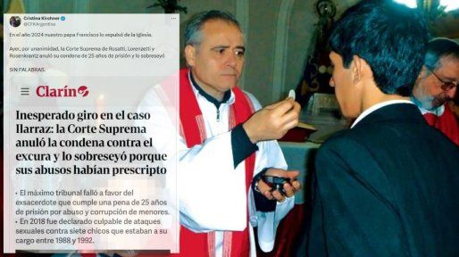 Cristina Fernández criticó a la Corte por sobreseer al excura Ilarraz: Sin palabras