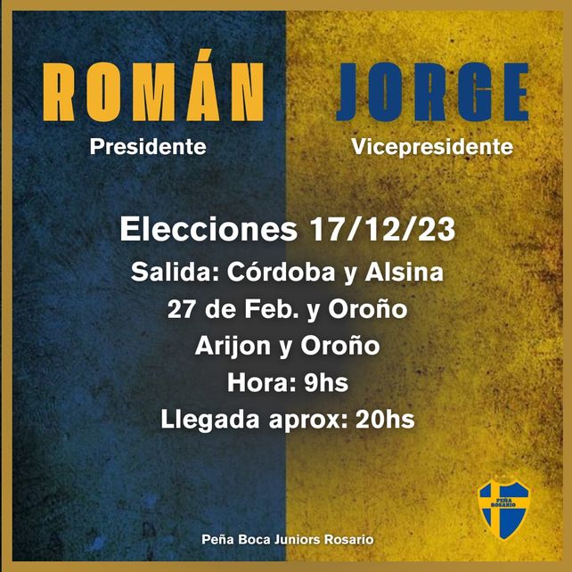 La Peña Rosario de Boca Juniors saca micros para las elecciones y apoya a Román