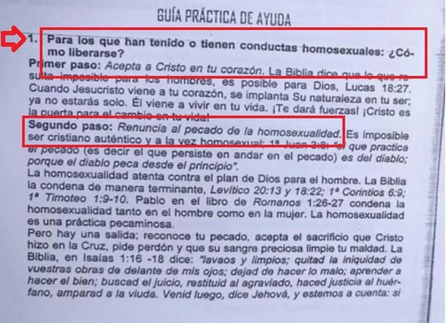 Homofobia en Paraná: El Instituto Cristiano Evangélico Bautista reparte una guía para tratar homosexuales