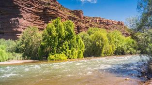 Una postal del río Atuel, en San Rafael, provincia de Mendoza.