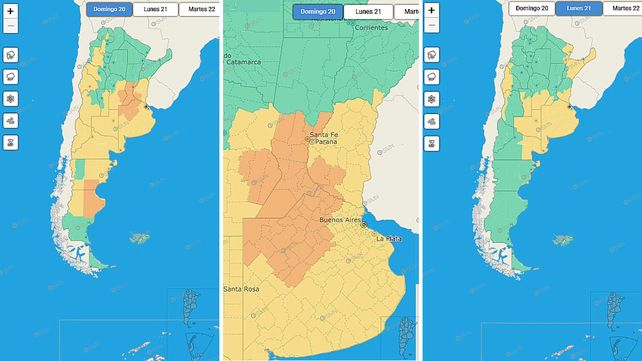 SMN: rigen alertas amarilla y naranja por tormentas para Entre Ríos