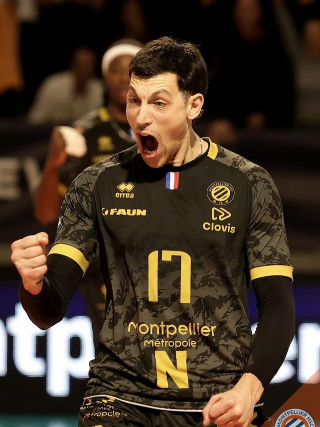 Tomás López en un partido para Montpellier. Fue elegido el MVP de la temporada.