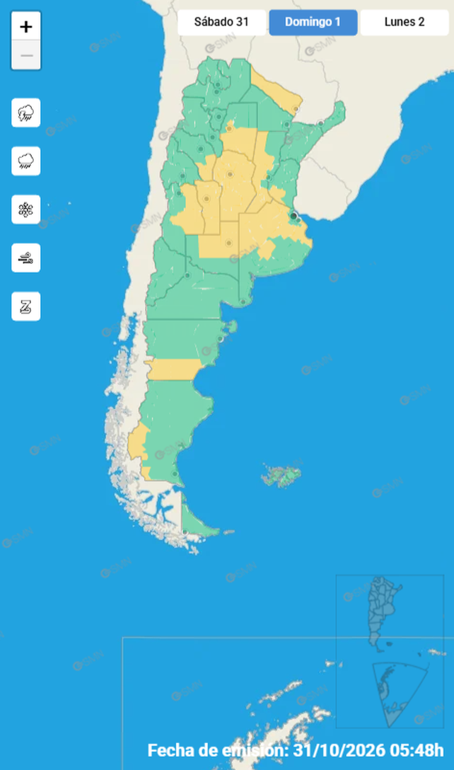 SMN: semana cálida e inestable y alerta por tormentas para el domingo