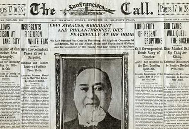 Cuando Levi Strauss falleció en 1902 sus cuatro nietos asumieron el control del negocio y lo destacaron en los medios como un filàntropo.