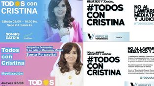 Circulan convocatorias para marchar a favor de Cristina Fernández en la ciudad de Santa Fe