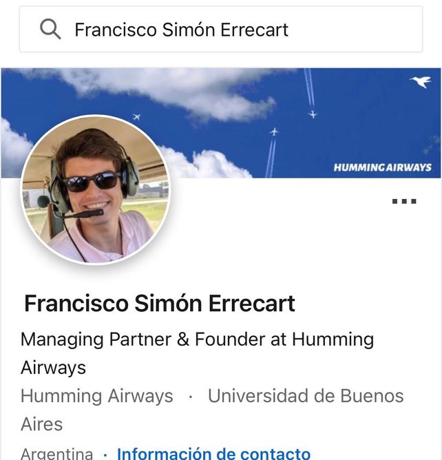 El fundador de la empresa Humming Airways