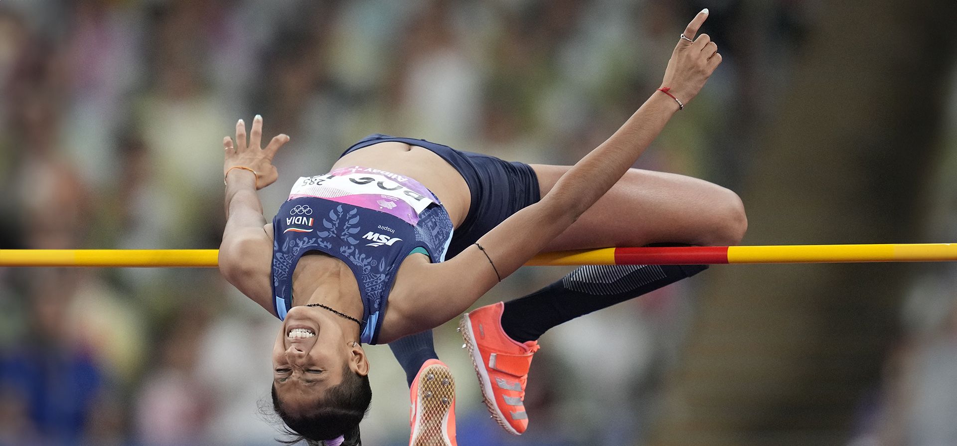 Pooja de la India compite durante la final de salto de altura femenino en los 19º Juegos Asiáticos en Hangzhou, China, el martes 3 de octubre de 2023. (Foto AP/Lee Jin-man) Pooja de la India compite durante la final de salto de altura femenino en los 19º Juegos Asiáticos en Hangzhou, China, el martes 3 de octubre de 2023. (Foto AP/Lee Jin-man)