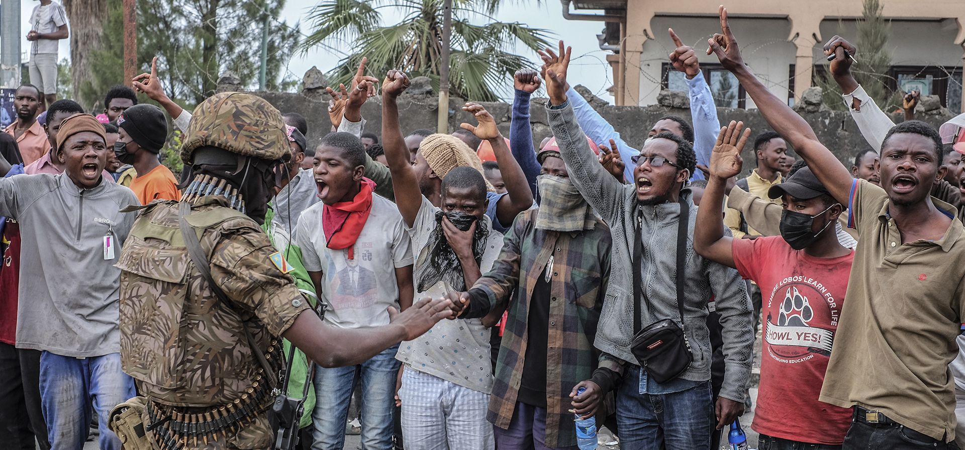 Residentes protestan contra la fuerza de mantenimiento de la paz de las Naciones Unidas (MONUSCO) desplegada en la República Democrática del Congo, en Goma el martes 26 de julio de 2022.