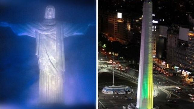 El Obelisco y el Cristo Redentor cambiaron camisetas