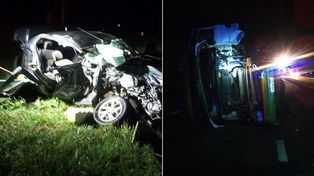 Un auto y un camión protagonizaron un accidente vial en el cruce de las rutas 127 y 32, en cercanías de El Pingo. Tres personas resultaron lesionadas