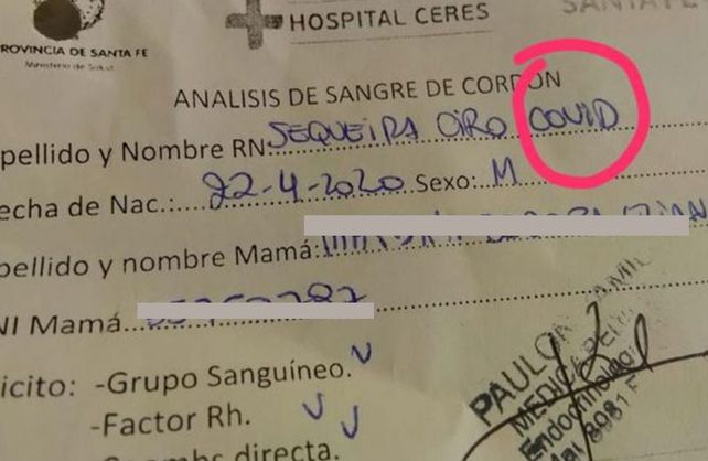 Nació en cuarentena y le pusieron Covid a un bebé en Santa Fe