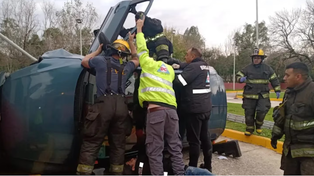 Video: fue a rendir para sacar la licencia de conducir y volcó