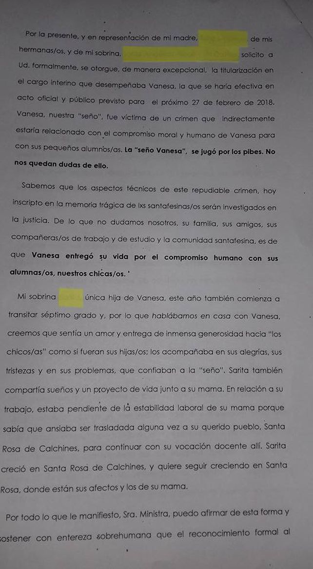 Mi hermana tenía derecho de estar con vida recibiendo la titularización