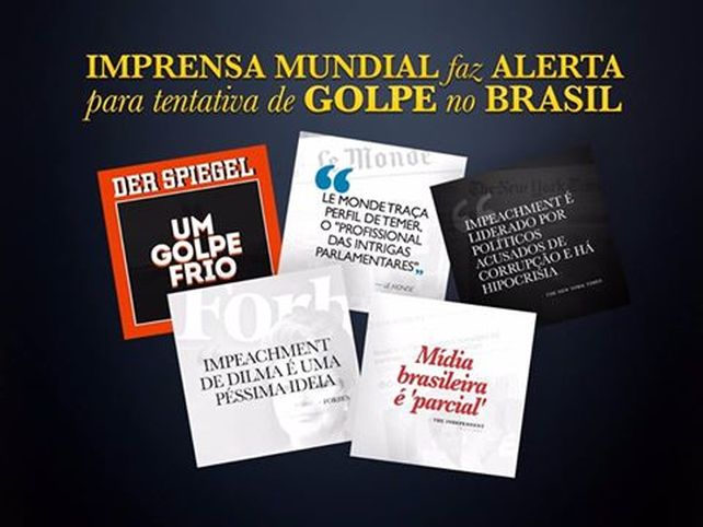Dilma publicó en su cuenta de Facebook las tapas de las revistas internacionales que hablan del golpe blando. Fuente Facebook Dilma Rousseff.