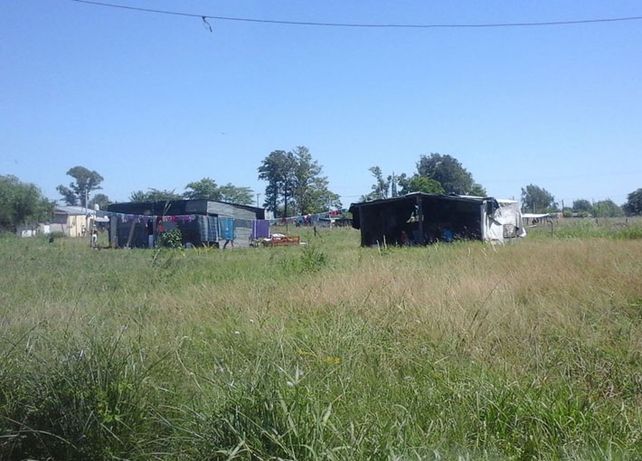 Viviendas precarias. Algunas de las construcciones que se ven en el predio tomado.