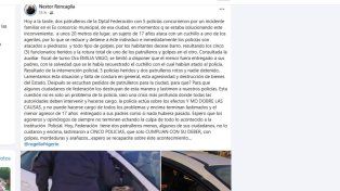 Adolescente golpeó a policías: Fue entregado livianamente a sus padres, criticó Néstor Roncaglia