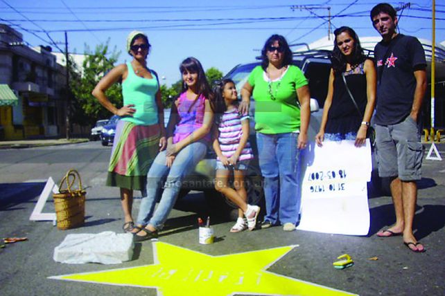 Pintaron una estrella amarilla para generar conciencia vial en los santafesinos