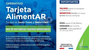 Comienza la entrega de la Tarjeta AlimentAr en Sauce Viejo