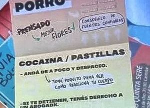 Municipio de Buenos Aires aconseja tomar cocaína de a poco
