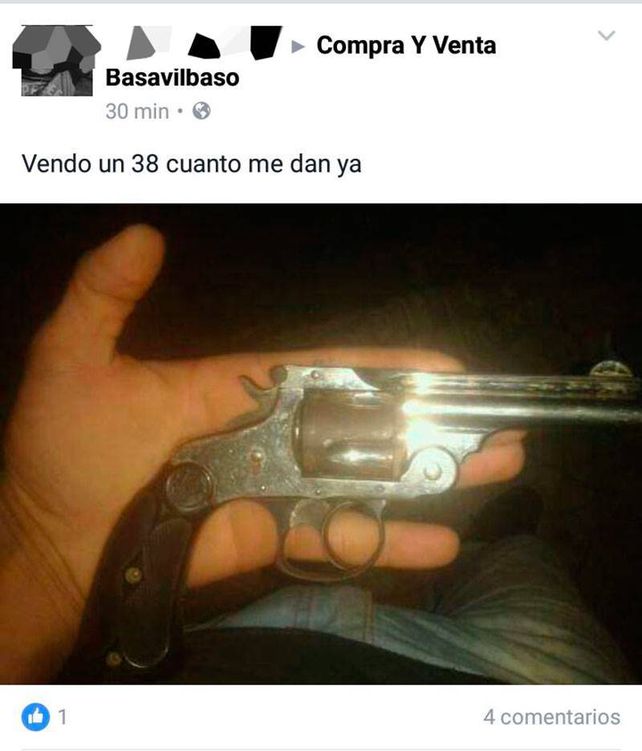 Vendían revolver por las redes sociales