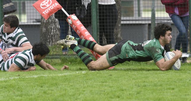 Try. Patricio Rodríguez Vidal anotó el tercero de Duendes en el clásico ante Jockey Club.