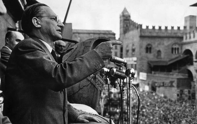 Alcide De Gasperi, líder de la Democracia Cristina desde la posguerra hasta su muerte en 1954.