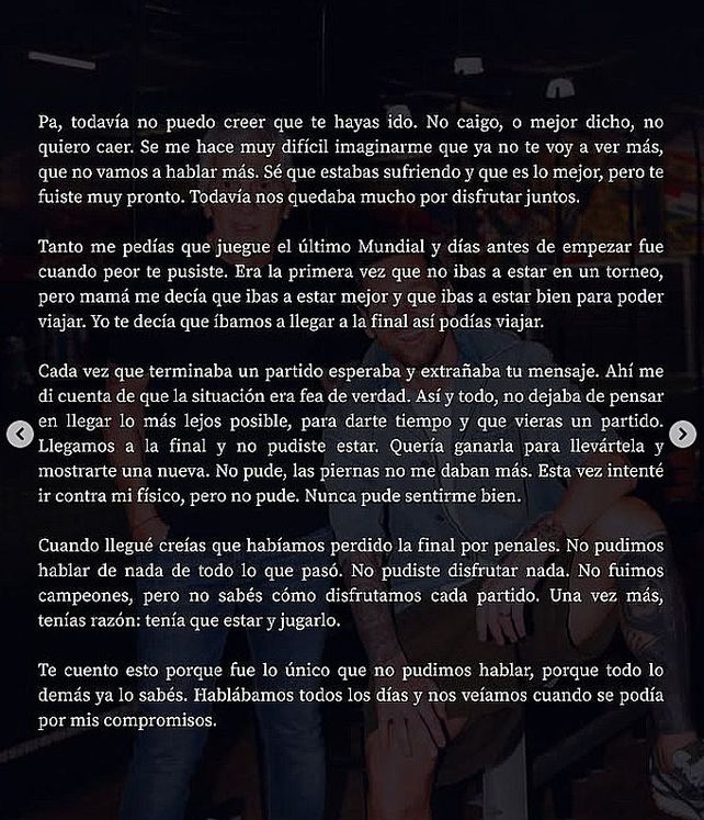 Lionel Messi le escribió una sentida carta a su padre: Te amo Pa
