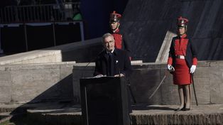 La máxima autoridad municipal dio el primer discurso del Día de la Bandera.