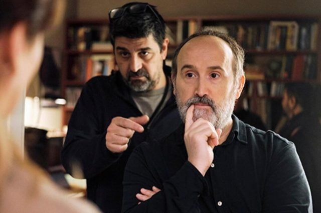 Cesc Gay con Javier Cámara durante el rodaje.