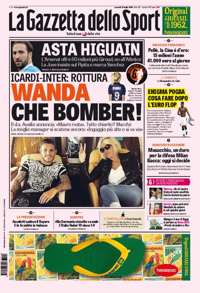Wanda metió mano en la carrera de Icardi y terminó en la tapa de un diario italiano