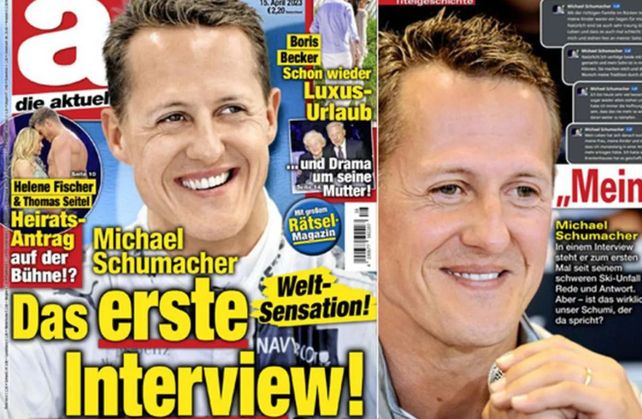 La portada de la página alemana Die Aktuelle publicitando la entrevista del siete veces campeón del mundo.