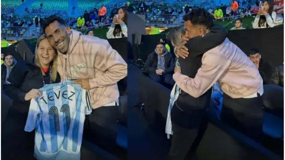 Carlos Tévez le regaló su camiseta de la Selección a la paranaense Aranzazú Osoro