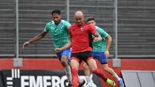 Cocoliso González anotó uno de los goles en el ensayo en el estadio Marcelo Bielsa.&nbsp;
