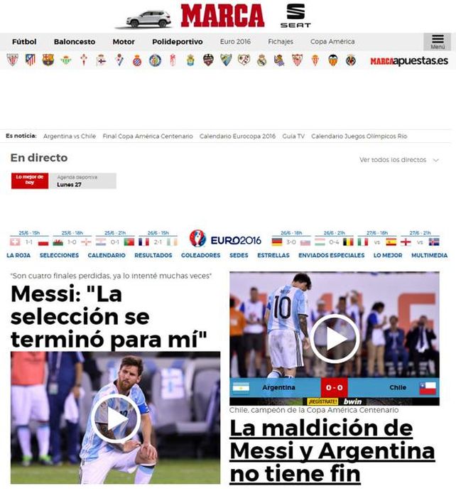 La renuncia de Lionel Messi impacta en los medios del mundo