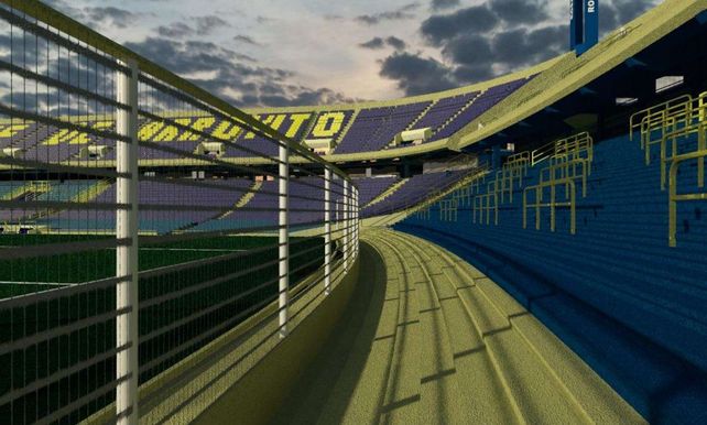 en amarillo, el espacio que se ganará en las populares, donde podrá haber más hinchas de Central alentando a su equipo.