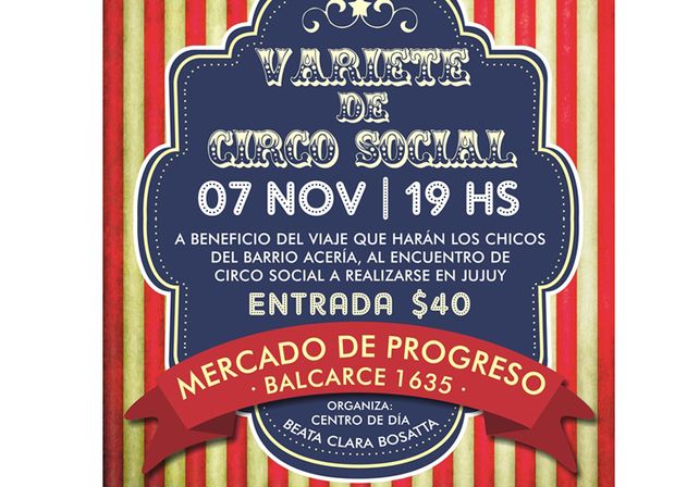 Este sábado habrá una Varieté de Circo Social en el Mercado Progreso