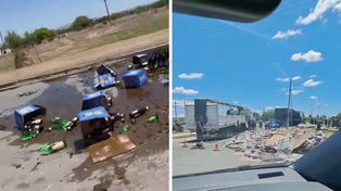 Chiste del destino: una camioneta con fernet y un camión con Coca Cola volcaron en la misma esquina
