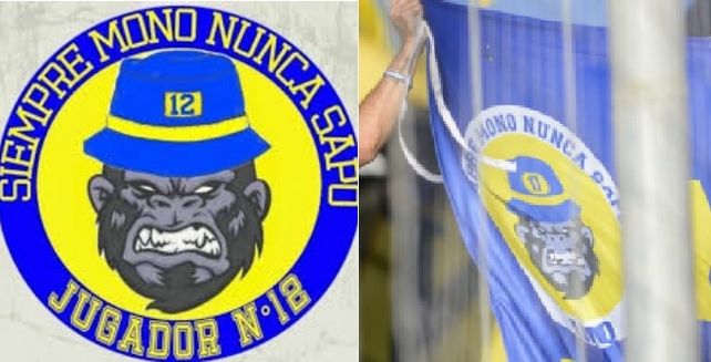 La insignia de La 12 de Boca, ahora en la tribuna de Rosario Central. 