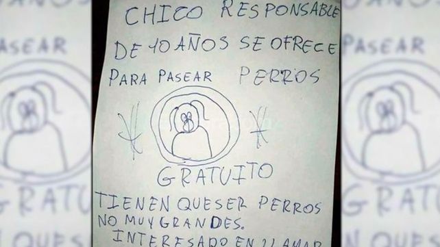 El mejor paseador de perros: el tierno cartel de un nene que se viralizó en las redes El mejor paseador de perros: el tierno cartel de un nene que se viralizó en las redes