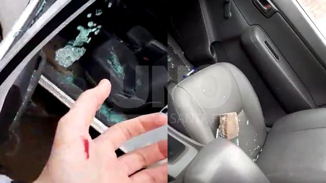 Por un celular le rompieron la ventanilla del auto de un ladrillazo en el acceso a la autopista
