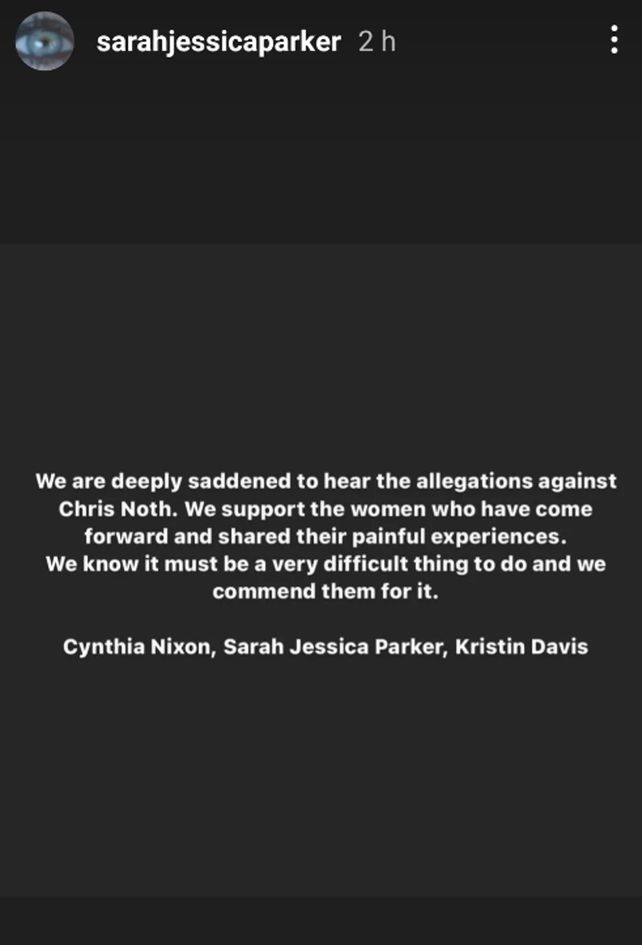 Las protagonistas de Sex and the City se solidarizaron con las mujeres que denunciaron a Cris Noth