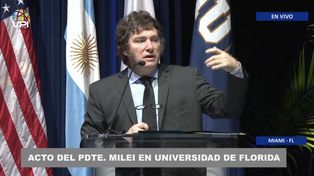 Milei brindó una clase extraordinaria en la Universidad Internacional de Florida.