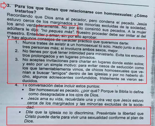 Homofobia en Paraná: El Instituto Cristiano Evangélico Bautista reparte una guía para tratar homosexuales