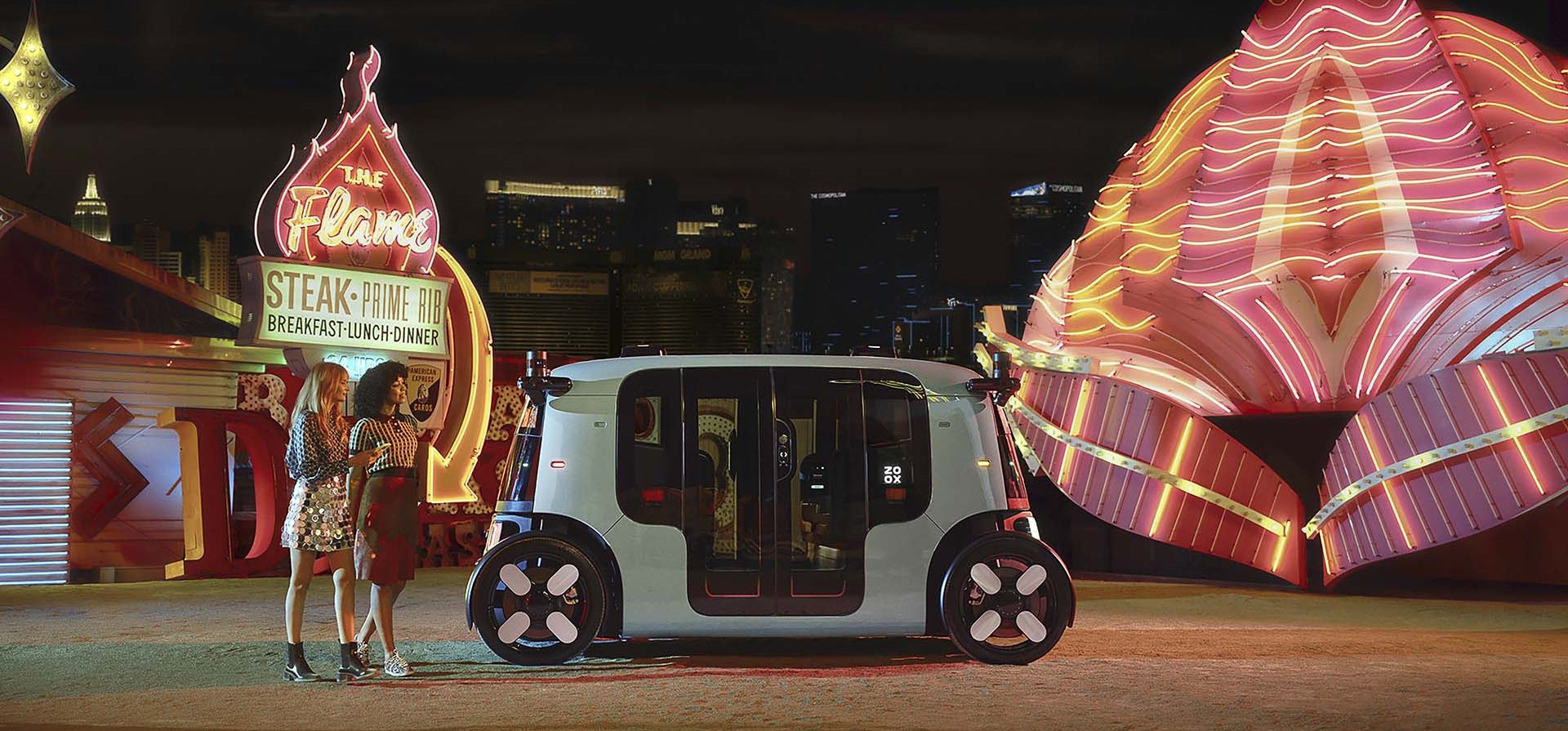 Los robotaxis de Amazon-Zoox comienzan a ofrecer viajes gratuitos por zonas de Las Vegas como parte del lanzamiento de su servicio de vehículos sin conductor. (Zoox Inc. vía AP) Los robotaxis de Amazon-Zoox comienzan a ofrecer viajes gratuitos por zonas de Las Vegas como parte del lanzamiento de su servicio de vehículos sin conductor. (Zoox Inc. vía AP)