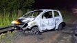 Ruta 39: un auto chocó contra el guardarrail y se incendió por completo