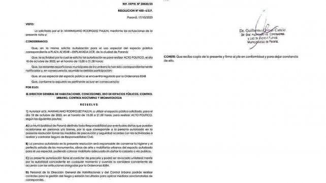 Corte de luz: JxER mostró la habilitación para hacer el acto