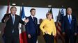 Boris Johnson, Emmanuel Macron, Angela Merkel y Joe Biden durante una de las fotos de grupo del G 20 en Roma.&nbsp;